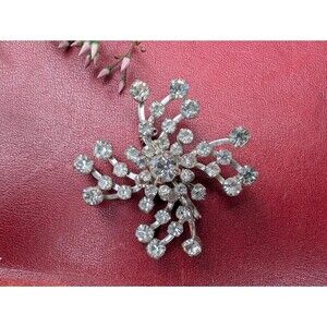 Vintage Rhinestone Brooch Pin; Mid Century Romantic Jewelry